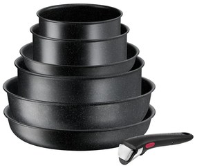 Set de vase pentru gătit 7 buc. din aluminiu INGENIO Black stone L3998702 – Tefal
