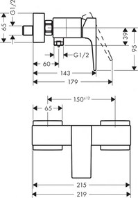 Baterie dus, Hansgrohe Metropol, crom, 32560000