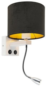 Lampă de perete modernă albă cu abajur din catifea neagră - Brescia