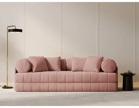 Canapea roz extensibilă cu tapițerie din catifea 206 cm Kemi – Cosmopolitan Design