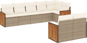 vidaXL Set canapele de grădină, 8 piese, cu perne, bej, poliratan