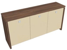 Dulap mic Verno 188 x 46 x 90 cm, uși de sticlă, nuc / vanilie