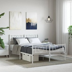 355531 vidaXL Cadru de pat metalic cu tăblie, alb, 140x200 cm