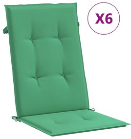 Perne scaun de gradina, 6 buc., verde, 120 x 50 x 3 cm 6, Verde, 120 x 50 x 3 cm