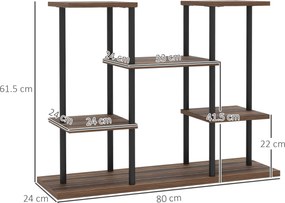 Outsunny Suport pentru flori cu 4 niveluri, suport pentru plante în 4 trepte, suport pentru ghivece pentru interior și exterior, lemn, oțel | Aosom Romania