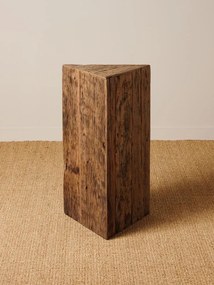 Set 2 masute laterale din lemn reciclat, cu aspect rustic, Triangle