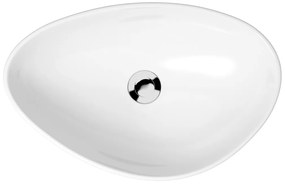 Lavoar pe blat alb lucios 55 cm, asimetric, Cersanit Moduo 565x365 mm, Alb lucios