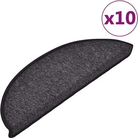 vidaXL Covorașe scări, 10 buc., 56x17x3 cm, antracit, semirotunde