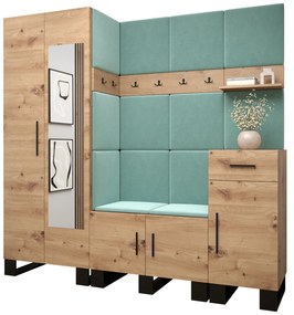 Set mobilier pentru hol Amanda 13 (Stejar artisan + verde). 1085967