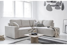 Colțar alb extensibil cu tapițerie din catifea reiată (cu colț pe partea dreaptă) Brave Dave – Miuform