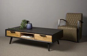 Masuta de cafea dreptunghiulara din lemn cu spatiu de depozitare 140x70x40 cm negru/maro