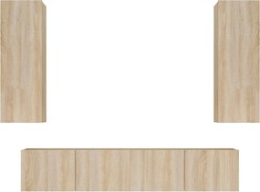 vidaXL Set dulap TV, 4 piese, stejar sonoma, lemn prelucrat