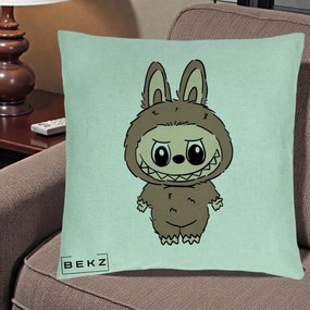 Perna Personalizata Labubu Maro Natural Solo, 40x40 cm, Verde Menta, Husa Detasabila, Perna Inclusa, BEKZ®