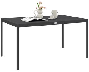 Outsunny Masă de grădină rectangulară pentru 6 persoane din aluminiu platou din plăci dim. 145L x 90l x 74H cm gri | Aosom Romania