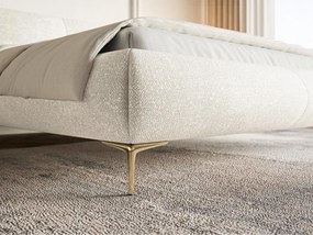 Pat matrimonial 140 cm Octave 140B (cu somieră) (crem). 1099957