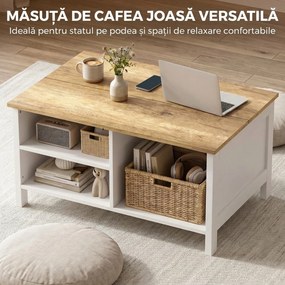 HOMCOM Ladă de Depozitare pentru Interior, 80x60x40 cm, cu Capac Rabatabil, Stil Nordic, Culoare Lemn | Aosom Romania