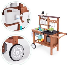 Bucătărie pentru copii din lemn de brad cu accesorii
