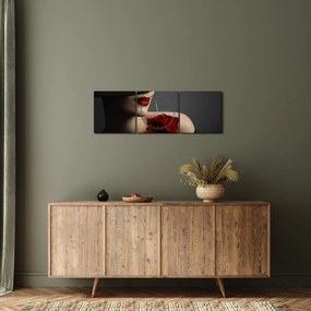 Tablou - Femeia cu flori (cu ceas) (90x30 cm)