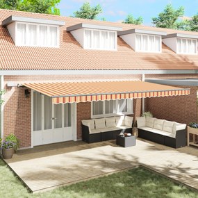 vidaXL Marchiză Retractabilă Manuală cu LED Galben și Portocaliu 600x300 cm