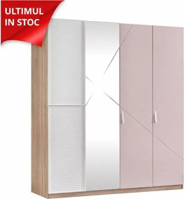 Dulap copii 4 usi Angel City, mobilier modern pentru camera fetelor, 177x64x204 cm