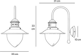 Aplica de perete stil nautic din alama si sticla Al Mare