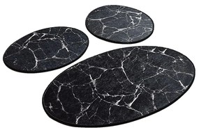 Set 3 Covorase baie Marble 60 x 100 cm 50 x 60 cm Antiderapant Negru