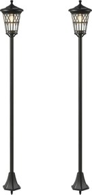 Outsunny Set de 2 Felinare Solare de Grădină 1.86 m, Lămpi de Exterior din Oțel Inoxidabil cu Înălțime Reglabilă, 2 Moduri de Lumină, IP44 Impermeabil pentru Terasă Curte Alei | Aosom Romania