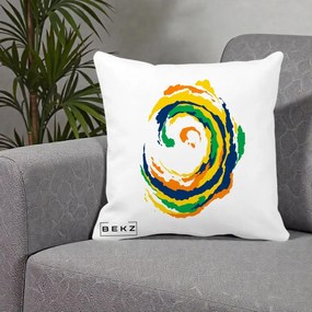 Perna Decorativa Vortex Abstract Colorat, 40x40 cm, Alba Mata, Husa Detasabila, Perna Inclusa, BEKZ®