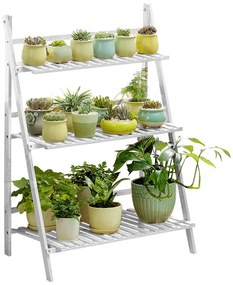 Suport de flori din bambus Nepel Tip 1 alb , 70 x40 x 96 cm