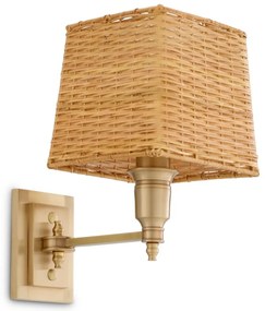 Aplica de perete LUX cu abajur din ratan Lexington alama antic