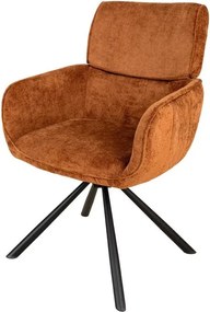 Set de 2 scaune pivotante, Metal Negru, Chenille Maro, UNIQUE A-46319 VC