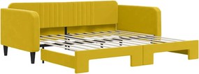 vidaXL Pat de zi cu extensie, galben, 100x200 cm, catifea