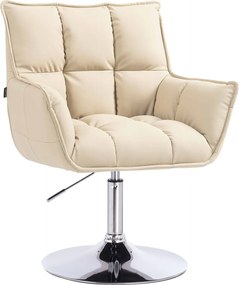 HR560N Scaun Crem Piele Ecologica Premium Soft cu Bază Cromata