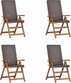 vidaXL Scaun pentru Grădină 4 pcs Maro și gri 57 x 71.5 x 104 cm