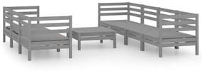 3082514 vidaXL Set mobilier de grădină, 8 piese, gri, lemn masiv de pin