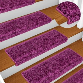 vidaXL Covorașe pentru scări, 10 buc., 65x21x4 cm, violet, cu margini dreptunghiulare