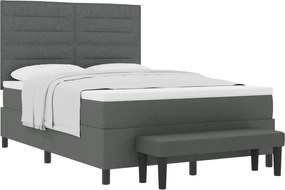 vidaXL Pat cu arcuri cu saltea Gri închis 140 x 190 cm țesătură
