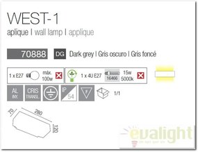Aplica de perete exterior IP54 West -1 70888