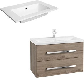 Set dulap baza suspendat Defra Granada nuc rockford cu lavoar compozit Flex 80