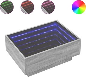 vidaXL Măsuță de cafea cu LED sonoma gri 70x50x30 cm lemn prelucrat