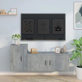 3188482 vidaXL Set dulap TV, 2 piese, gri beton, lemn prelucrat