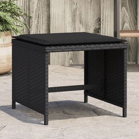 vidaXL Scaune de grădină cu perne, 4 buc. negru 40x40x35 cm poliratan