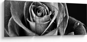 Tablou - Trandafir,alb-negru (cu ceas) (90x30 cm)