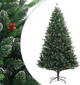 vidaXL Pom de Crăciun artificial cu balamale cu fructe roșii 120 cm