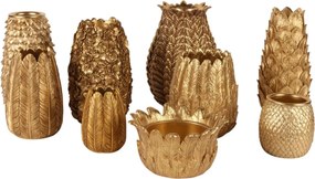 Vază din polirășină, auriu, model frunză, 21 x 15 cm, „Feuille”