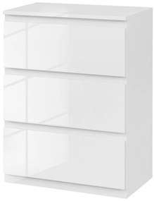 HOMCOM Comoda cu 3 Sertare Comoda de Dormitor Moderna cu Design Anti-rasturnare 55x34x75 cm Alb Lucios | Aosom Romania