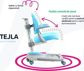 Scaun de creştere cu taburet, gri/roz, TEJLA