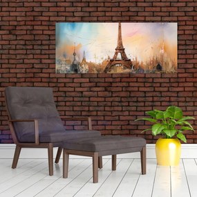 Tablou - Pictură a Turnului Eiffel (120x50 cm)