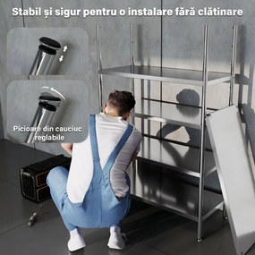 HOMCOM Raft de Bucătărie cu 5 Nivele din Oțel Inoxidabil 201, Argintiu | Aosom Romania
