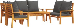 vidaXL Set mobilier de grădină cu perne, 5 buc., lemn masiv acacia